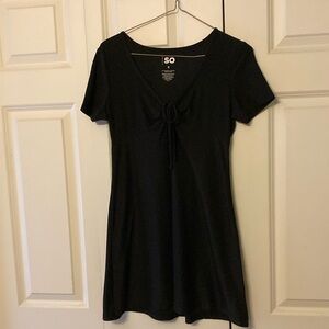 SO black luxe womens small black short sleeve  A-line summer beach flirty